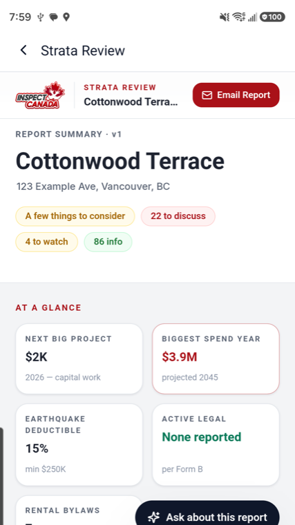 A strata-document review branded as Inspect Canada